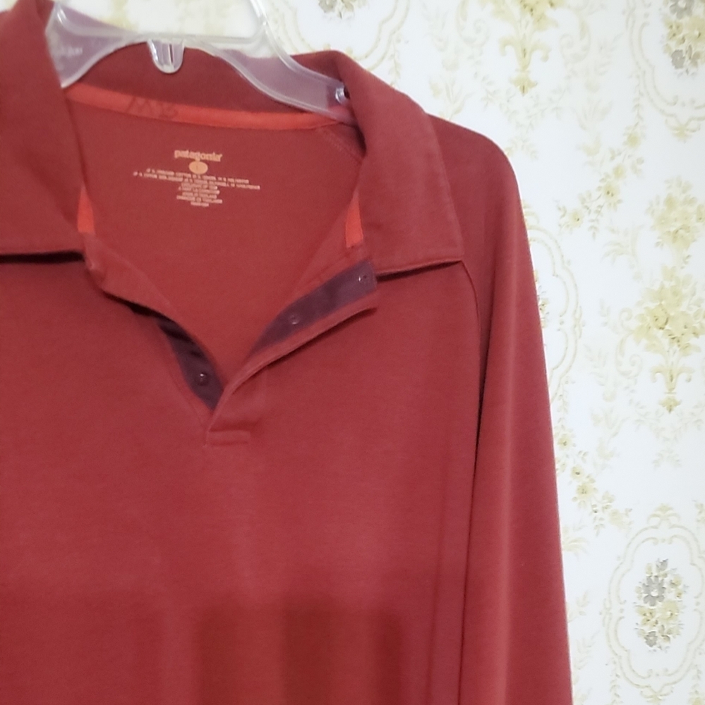 Patagonia mens long sleeve snap performance polo.